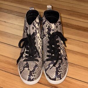 Matisse Snakeskin Print High Top Sneakers in Black and Cream